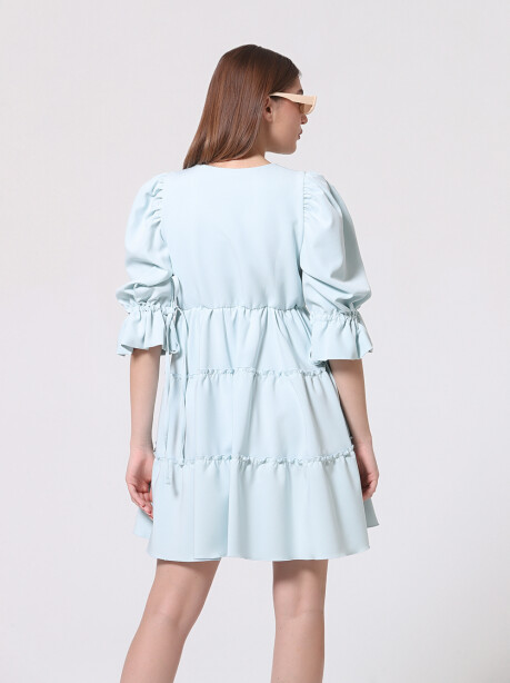 Flounced dress with balloon sleeves - 4