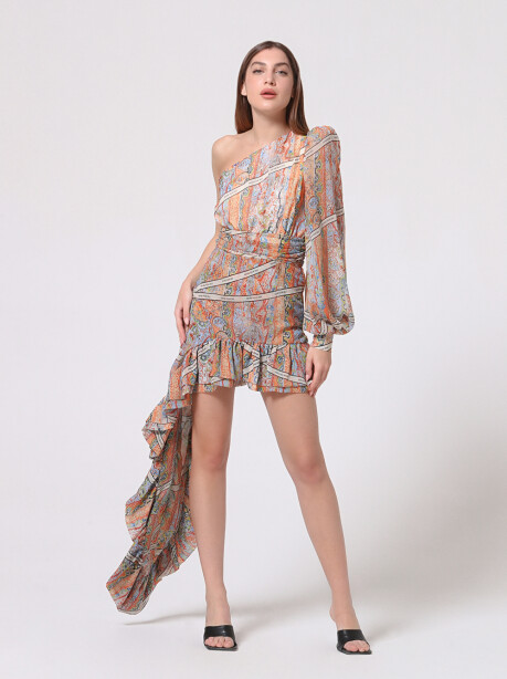 Patterned one-shoulder dress - 3