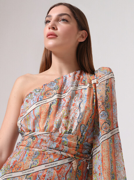 Patterned one-shoulder dress - 4
