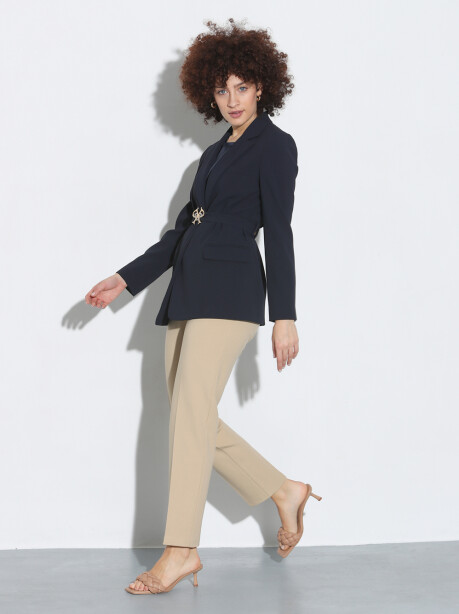 Blazer lungo con cintura logata - 4