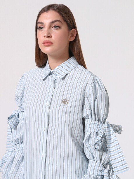 Classic patterned striped shirt with ribbons - 2