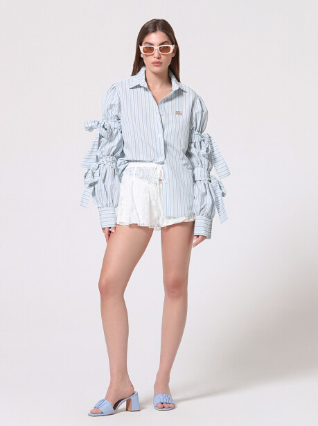 Classic patterned striped shirt with ribbons - 3