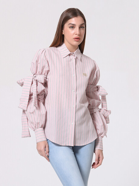 Classic patterned striped shirt with ribbons - 4