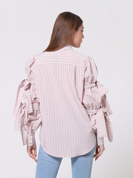 Classic patterned striped shirt with ribbons - 5