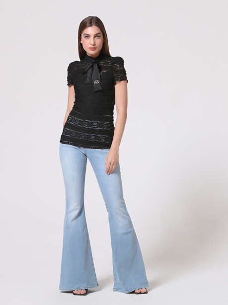 Embroidered lace-effect T-shirt - 4
