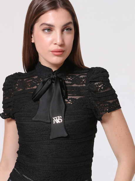 Embroidered lace-effect T-shirt - 3