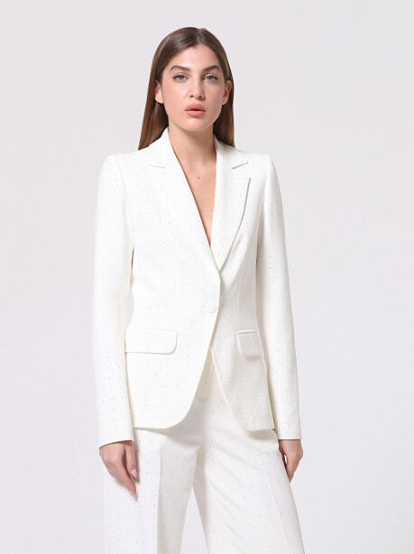 Single-breasted blazer with micro studs - 5