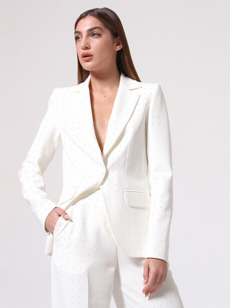 Single-breasted blazer with micro studs - 3