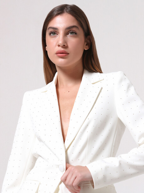 Single-breasted blazer with micro studs - 4