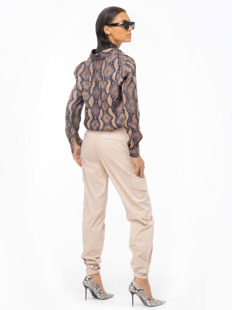 Camicia in twill stampa serpente - 4