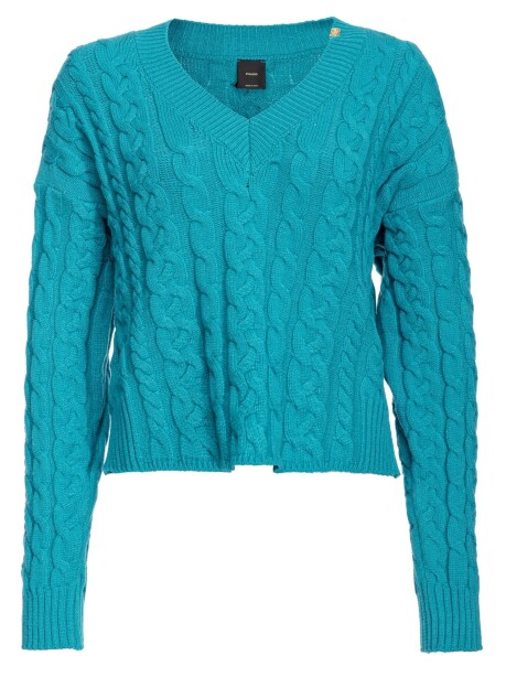 Boxy sweater with mix of cables - 1