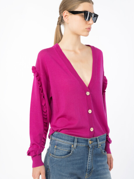 Cardigan with ruffles in 100% wool - 3