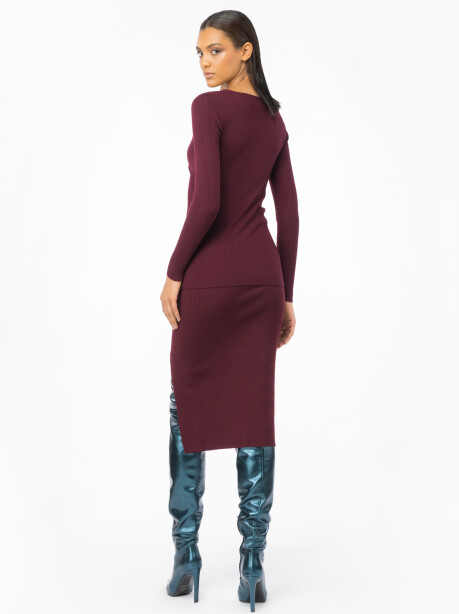 Gonna a costine in lana stretch con cut out - 5