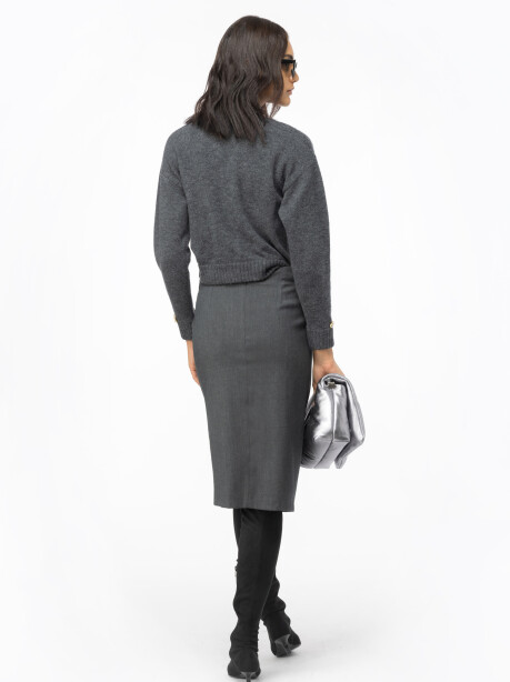 Flannel midi skirt with side twist - 5