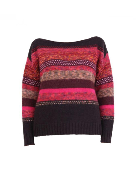 Patterned boat neck pullover - 1