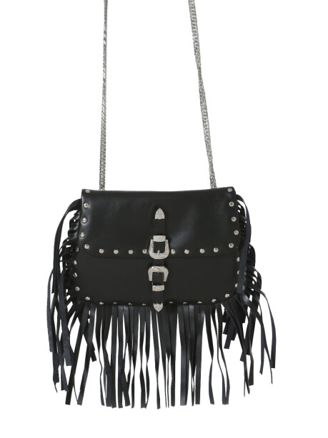 Black bag with fringes and double buckle - 1