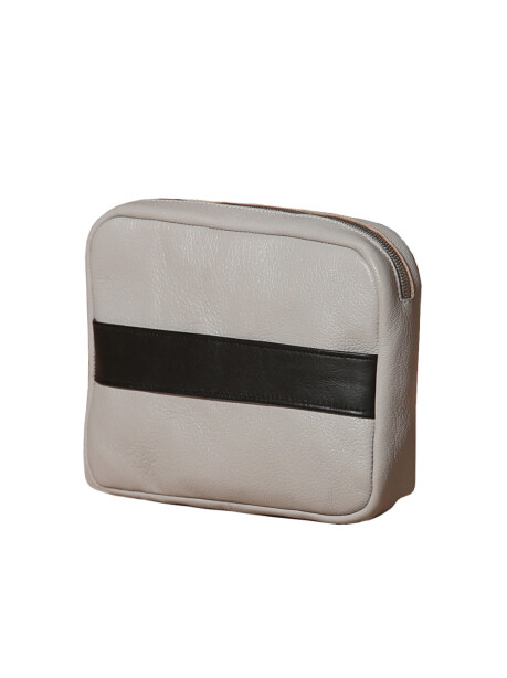Grey handbag with leather band - 1