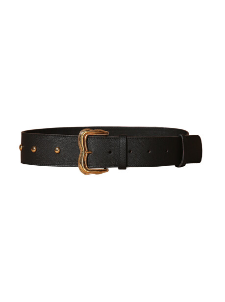 Leather belt with gold buckle - 1