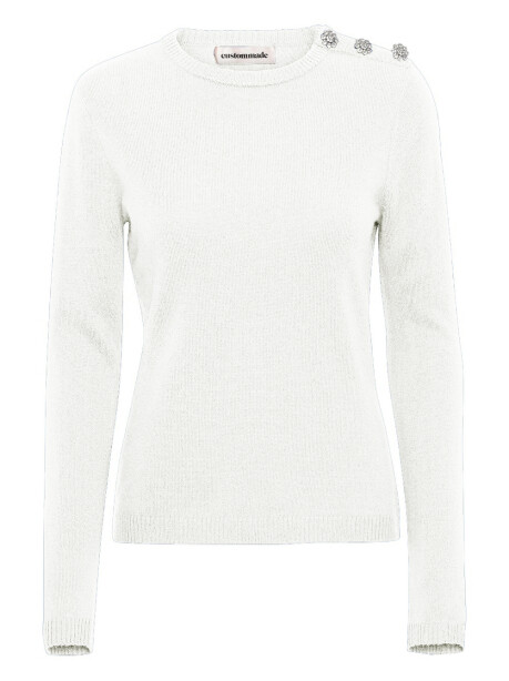 Cashmere sweater with jewel buttons on the shoulder - 1