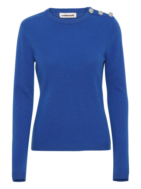 Cashmere sweater with jewel buttons on the shoulder - 1