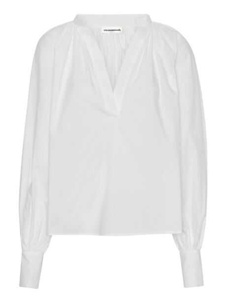 Blusa con scollo a V in popeline - 1