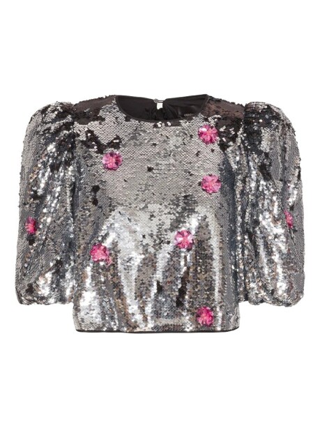 Top in paillettes con applicazioni - 1