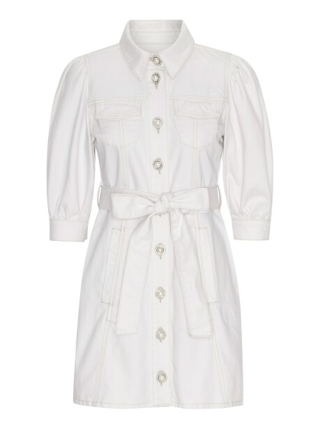 White denim dress with jewel buttons - 1