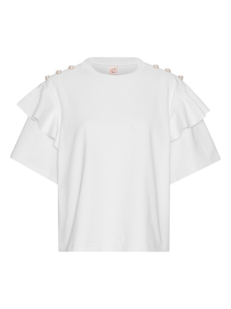 T-shirt con maniche a balze e bottoni gioiello - 1
