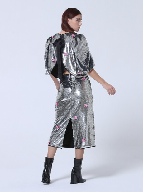 Top in paillettes con applicazioni - 5