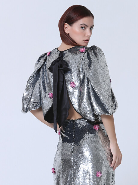 Top in paillettes con applicazioni - 3