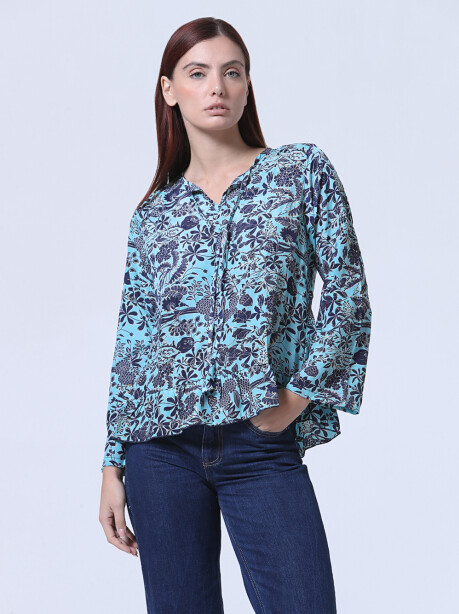 Blusa con laccio regolabile in seta indiana - 4