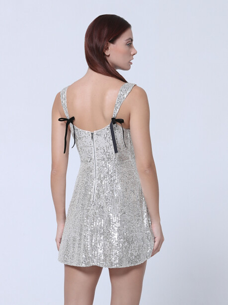 Sequined mini dress with bustier - 4