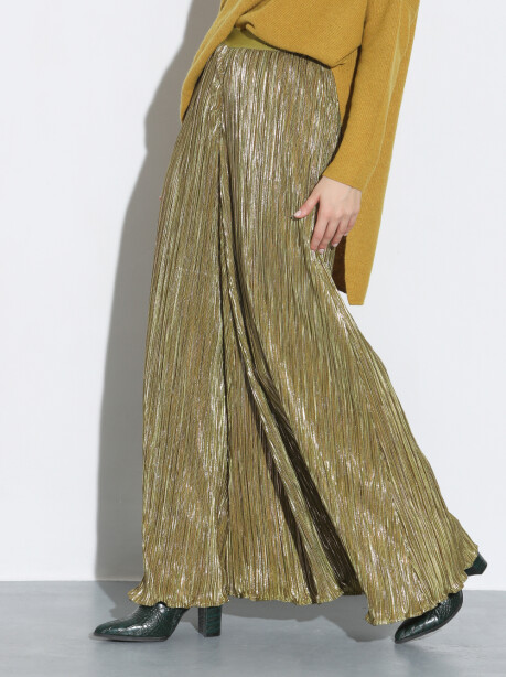 Irregular pleated pantapalazzo in lurex - 3