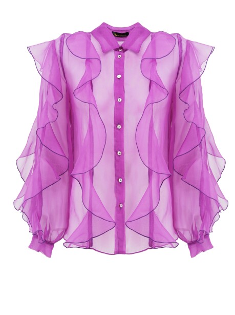 Transparent shirt in organza and silk - 1