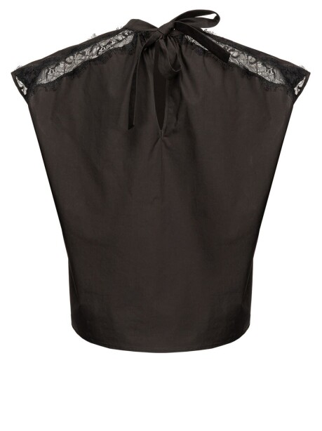 Sleeveless top in poplin and lace - 2