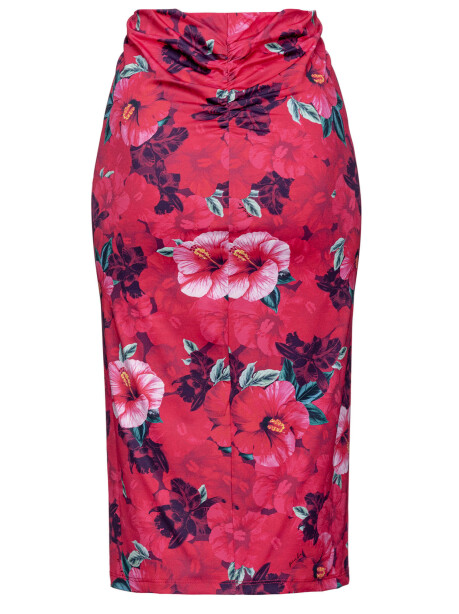 Midi skirt in hibiscus flower print - 2
