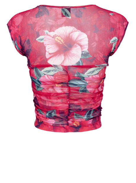 Top con retina stampa Hibiscus - 2