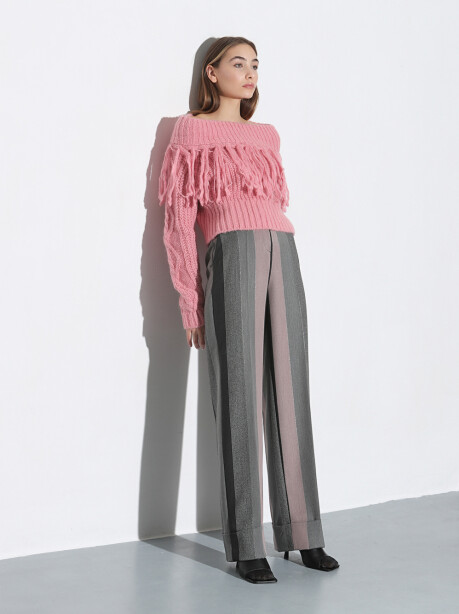 Pantaloni in lurex maxi righe a contrasto - 3