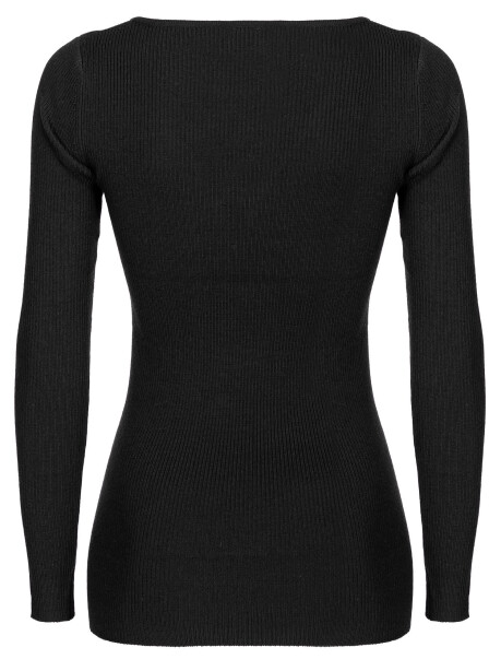 Ribbed stretch wool sweater with cut out - 2