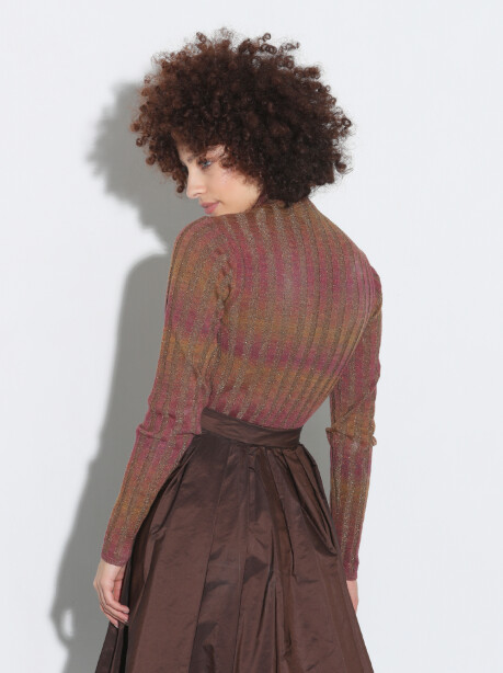 High neck sweater in ribbed lurex - 2