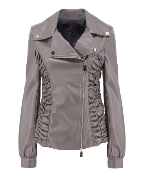 Leather jacket with drapes - 1