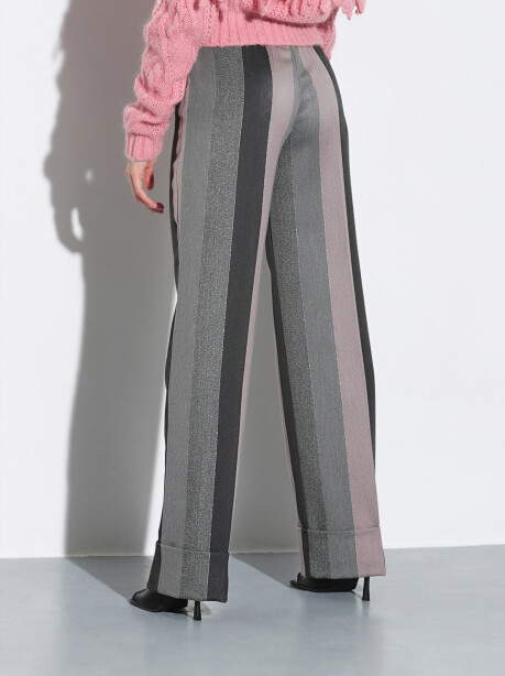 Pantaloni in lurex maxi righe a contrasto - 6