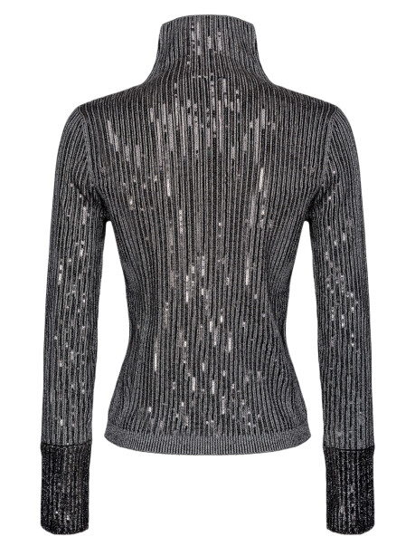 Ribbed turtleneck with sequin applications - 2