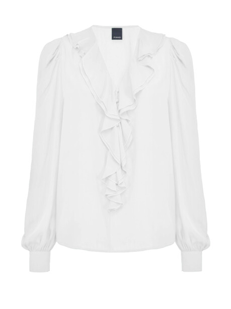 Fluid chevron jacquard blouse with ruffles - 1