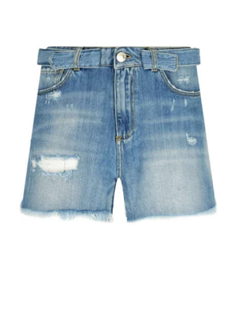 Shorts in denim con fibbia - 1