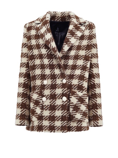 Short checked coat in wool blend - 1