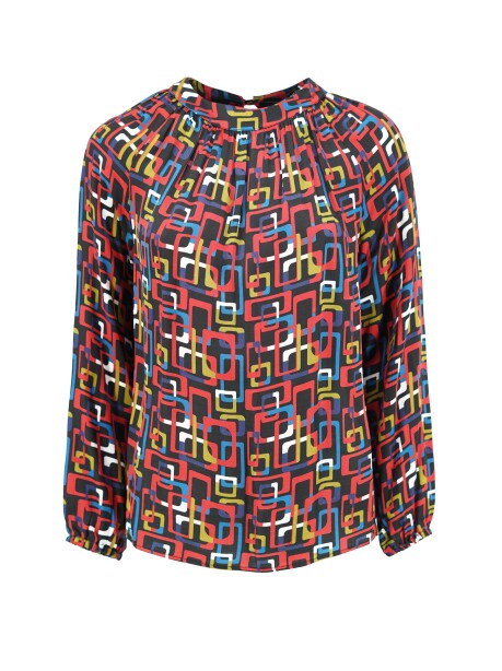 Abstract geometric patterned blouse - 1