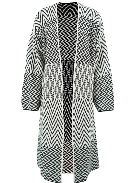 Cardigan lungo fantasia geometrica - 1