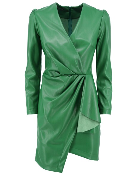 Faux leather pleated dress - 1