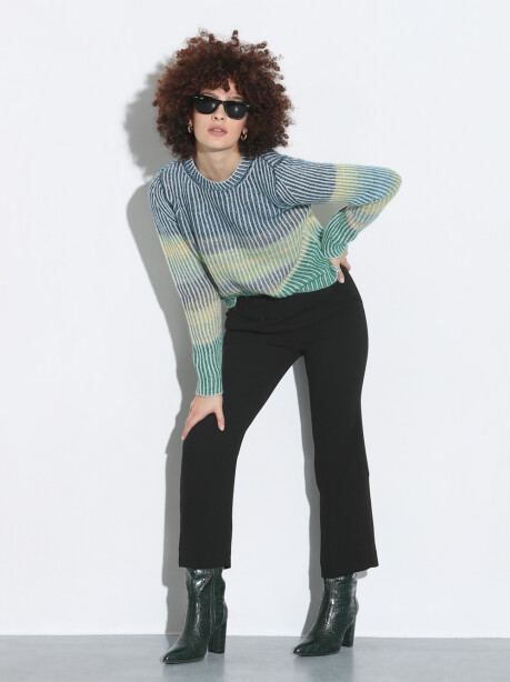 Multicolor English knit crewneck pullover - 2